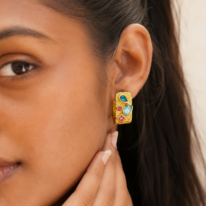 Mosaic Stone Hoops