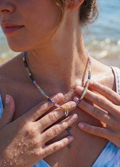 Multi Pastel Gemstone Drop Necklace