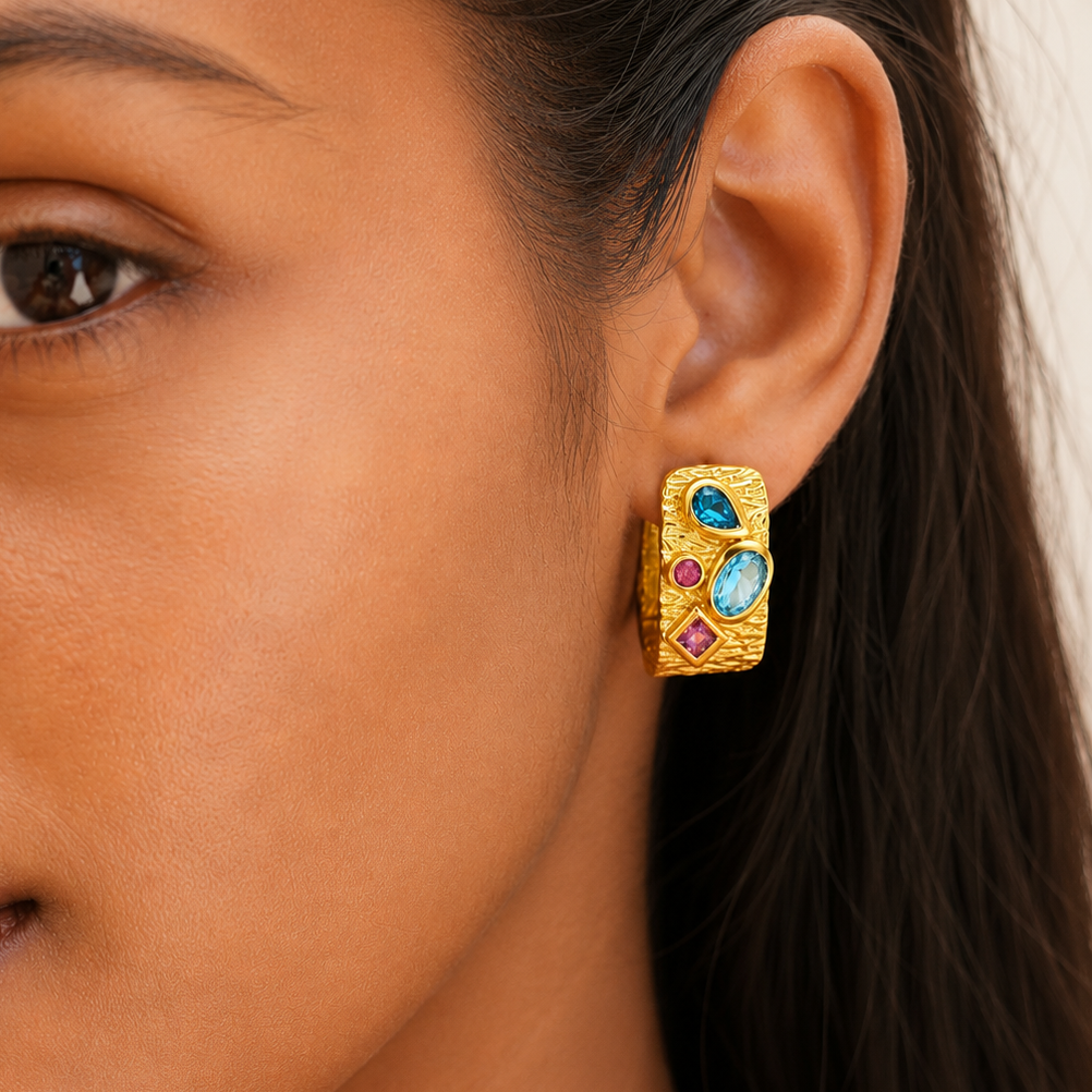 Mosaic Stone Hoops