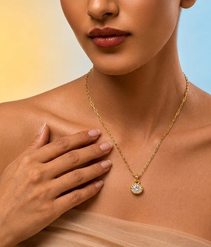 Oval Crystal Pendant Necklace in 92.5 Sterling Silver