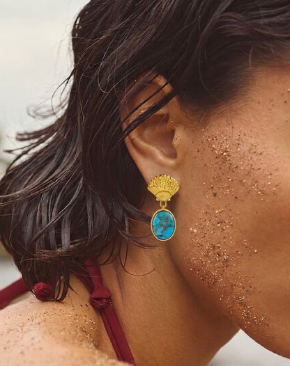 Turquoise Shell Drop Earrings