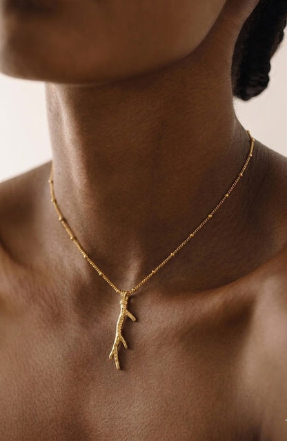 Hammered Twig 92.5 Sterling Silver Pendant Necklace