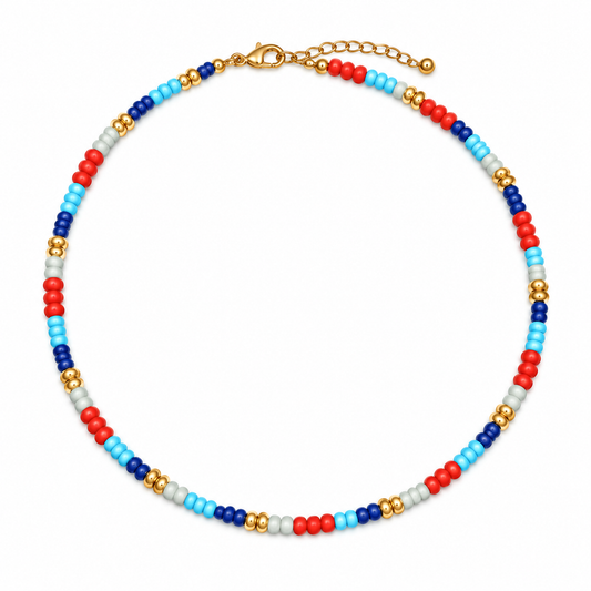 Coastal Mosaic Multicolour Beaded Necklace