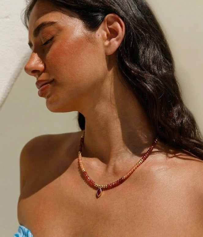 Ombre Tourmaline Bead Necklace
