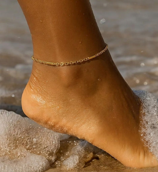 Textured Link Bar 92.5 Sterling Silver Anklet