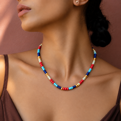 Coastal Mosaic Multicolour Beaded Necklace