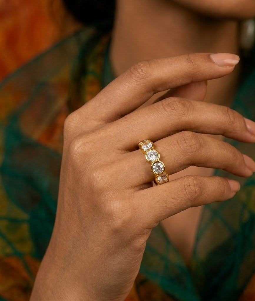 Crystal Bezel Eternity Band Ring