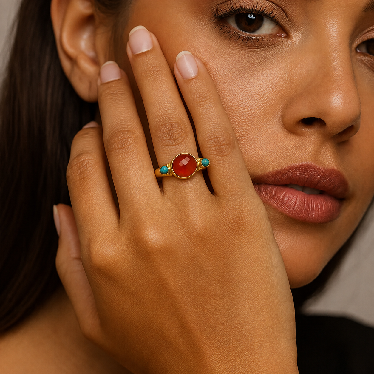 Caldera Turquiose Coral 92.5 Sterling Silver Ring