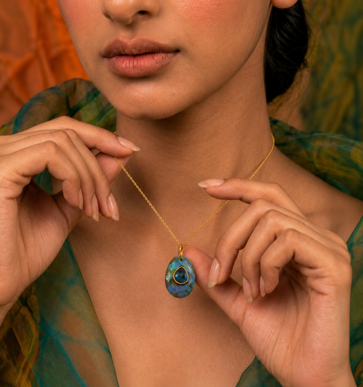 Labradorite & Blue Topaz Pendant Necklace