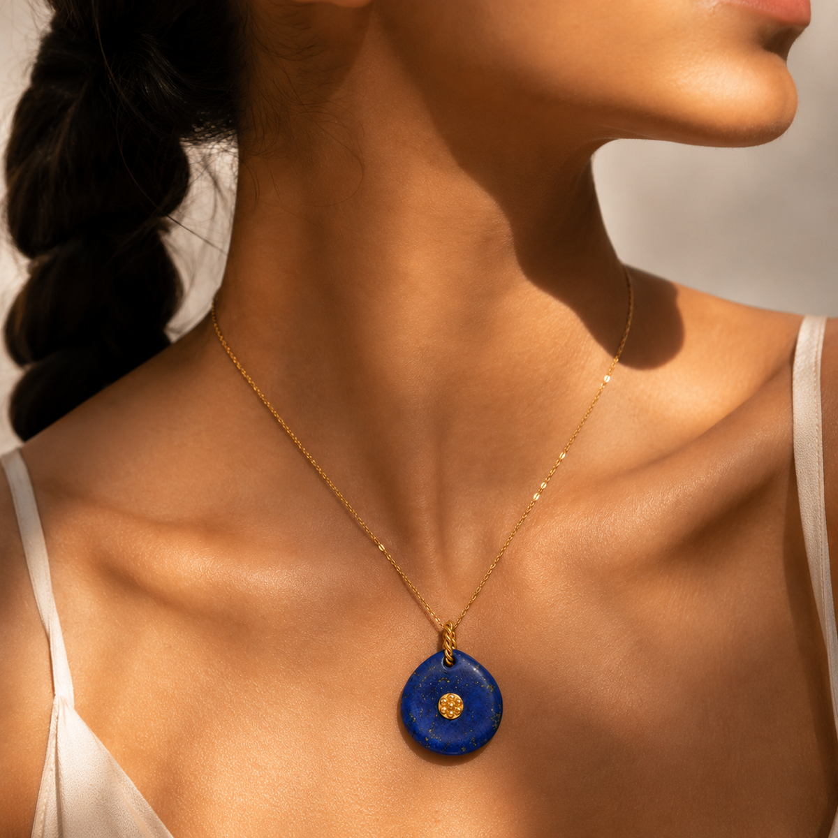 Lapis Sun Medallion Charm