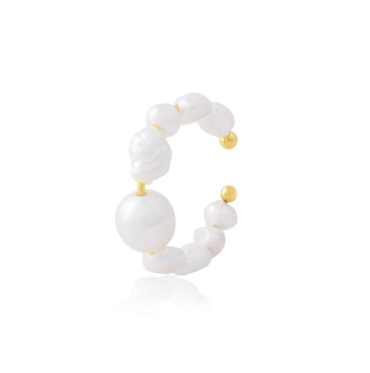 Pearl Weave Ear Cuff In 925 Sterling Silver ( Single Piece )