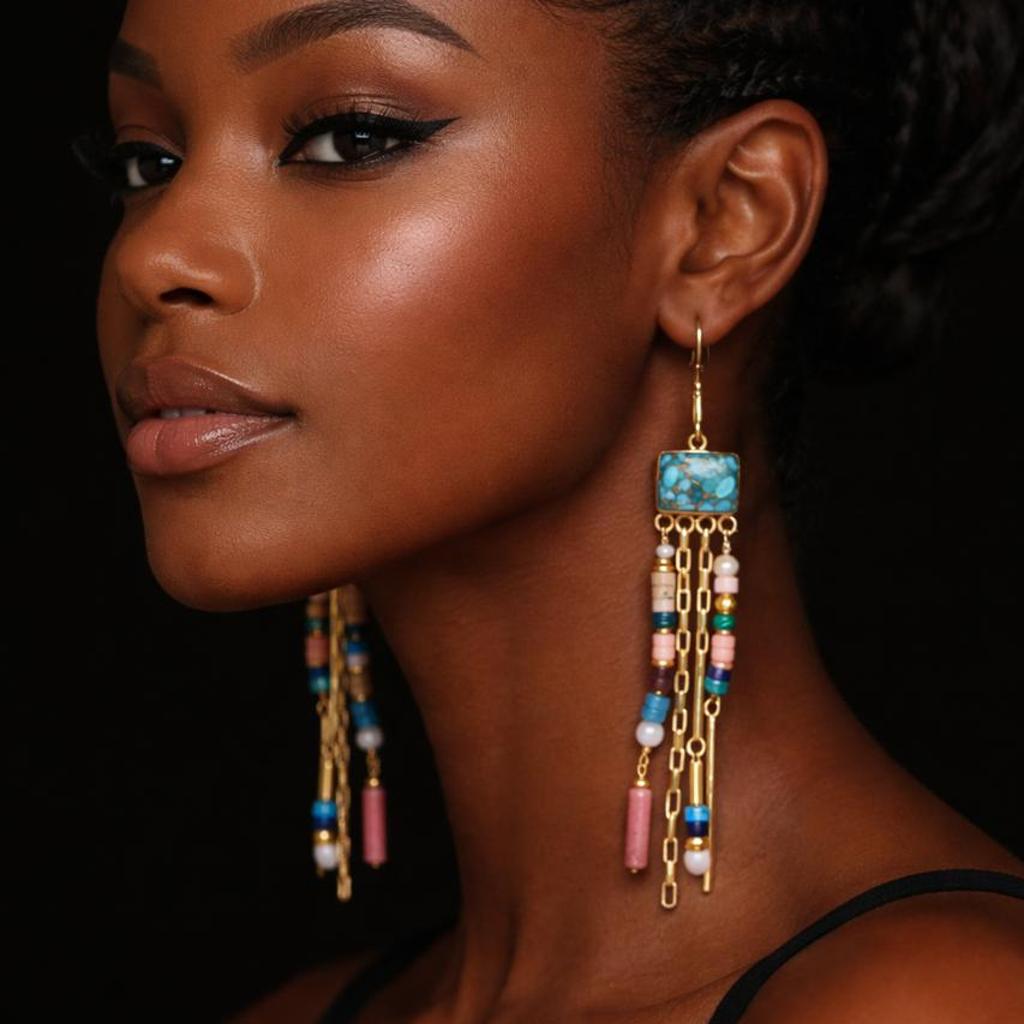 Turquoise Nomad Tassel Earrings