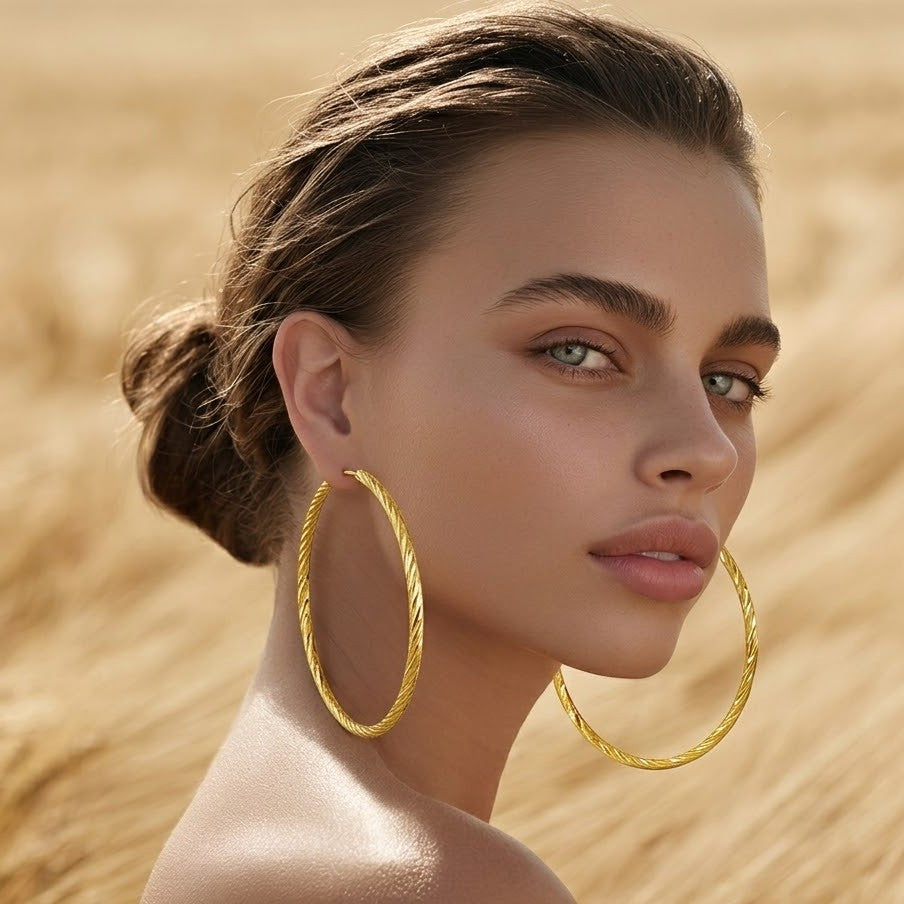 Ripple Round 92.5 Sterling Silver Hoops
