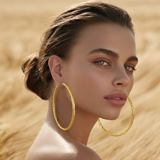 Ripple Round 92.5 Sterling Silver Hoops