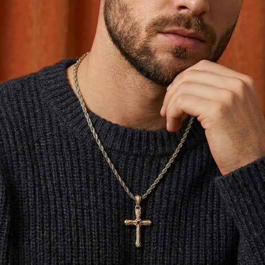 Divine Duo Cross Men's Necklace