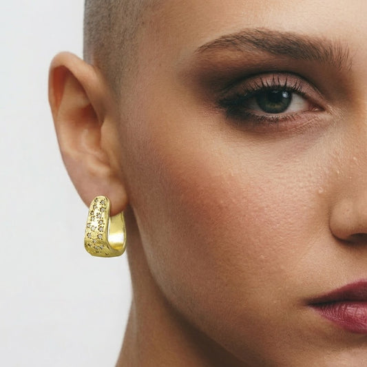 Celestial Studded Huggies Earrings in 925 Sterling Silver