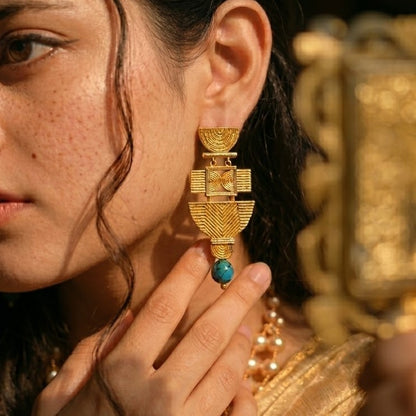 Turquoise Folk Earrings