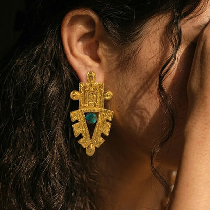 Turquoise Sheild Earrings