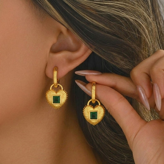 Queen of Hearts Huggies Earrings In 925 Sterling Silver