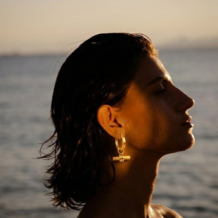 Bar Charm 92.5 Sterling Silver Huggies