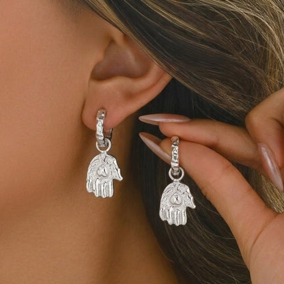 Heart in Hand Earrings Silver