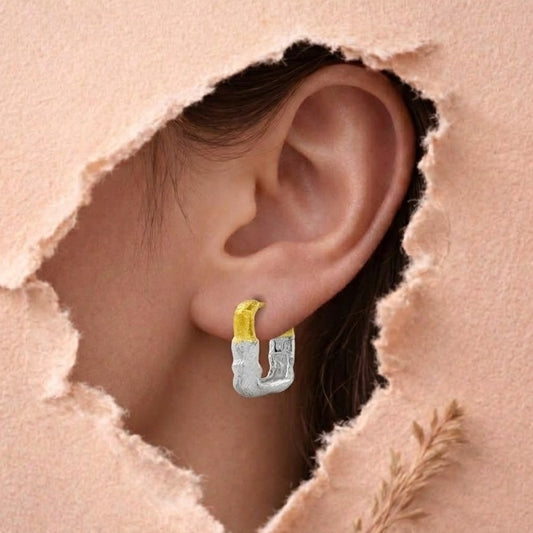 Dusk and Dawn 92.5 Sterling Silver Huggies( Medium )