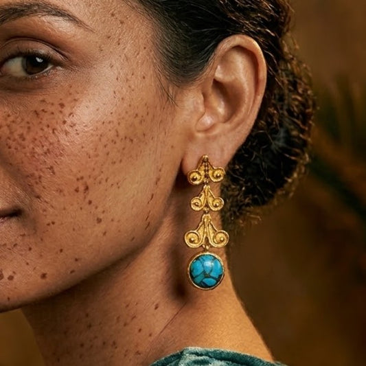 Jharoka Turquoise 92.5 Sterling Silver Earrings