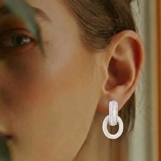 Twisted Rope Interloop Earrings Silver