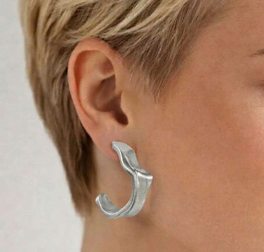 Silver Gilded Crimped Hoops