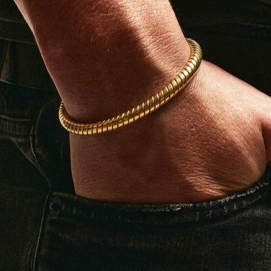 Molten Gold Snake Chain Men's Bracelet in 92.5 Sterling Silver