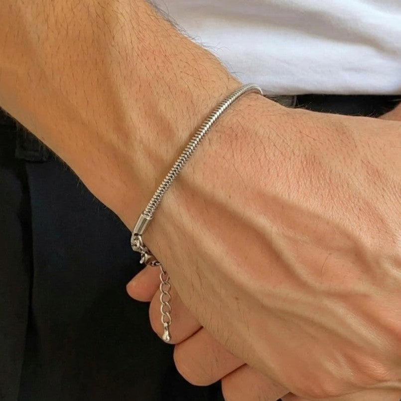 Silver Coil Men's Bracelet Slim
