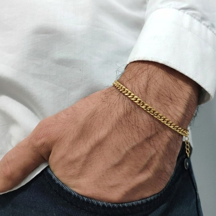 Raw Edge Men's Chain Bracelet Gold