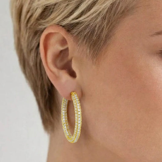 Glitzy Star Studded Hoops Medium