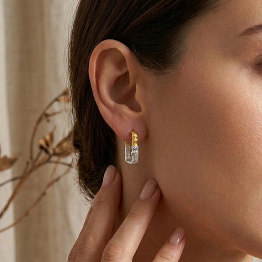 Dusk and Dawn 92.5 Sterling Silver Huggies ( Large )