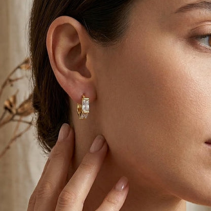 Ice Block Hoops Earrings in 925 Sterling Silver