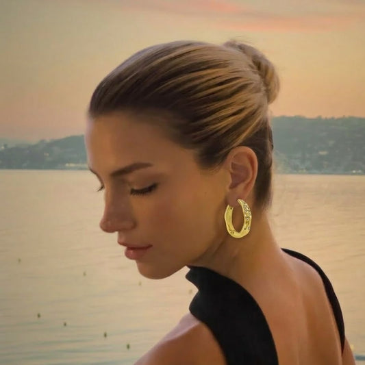 Crystal Grave Huggies Earrings In 925 Sterling Silver