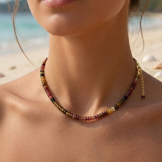 Tourmaline Burst Necklace in 92.5 Sterling Silver