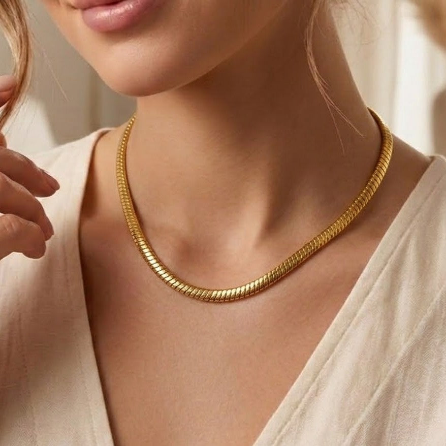 Molten Gold Snake Men's Chain in 92.5 Sterling Silver