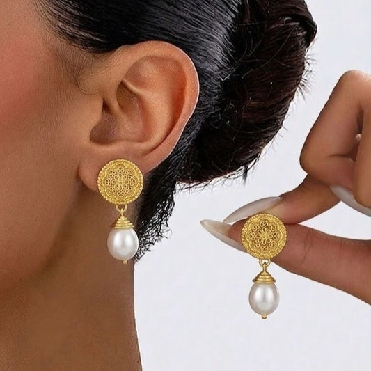 Filigree Pearl 92.5 Sterling Silver Earrings