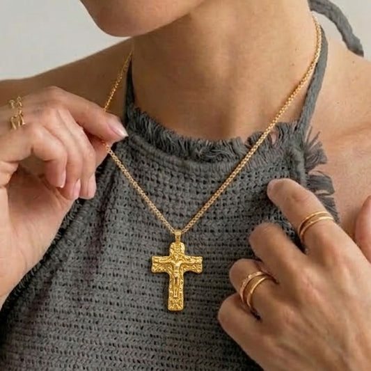 Textured Cross Necklace