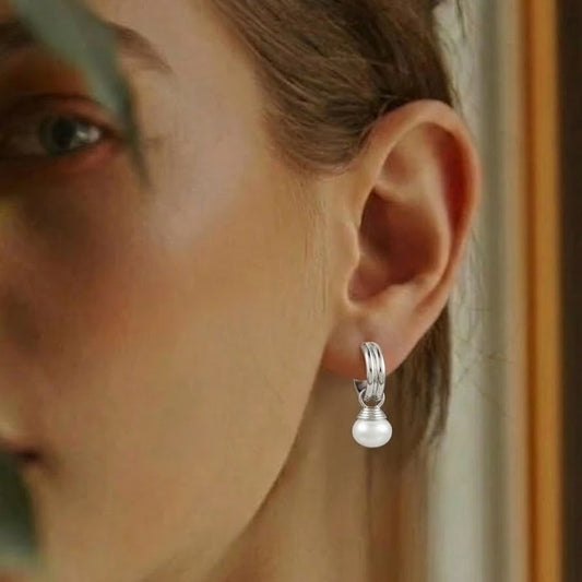 Luna Pearl Drop Earrings in 925 Sterling Silver