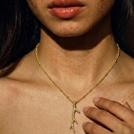 Hammered Twig 92.5 Sterling Silver Pendant Necklace