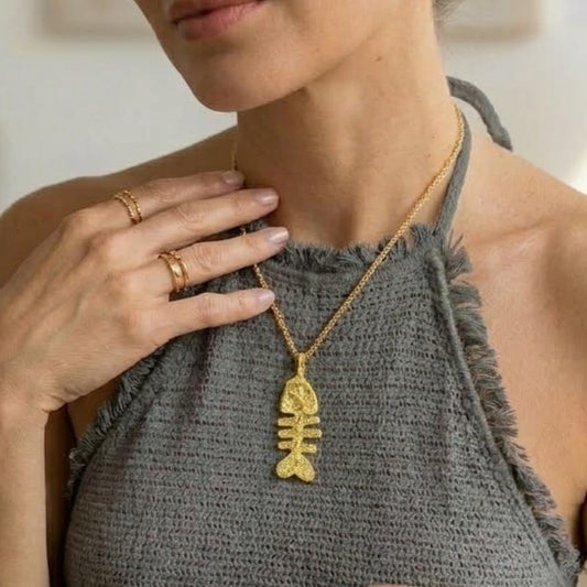 Fishbone Silhouette Charm