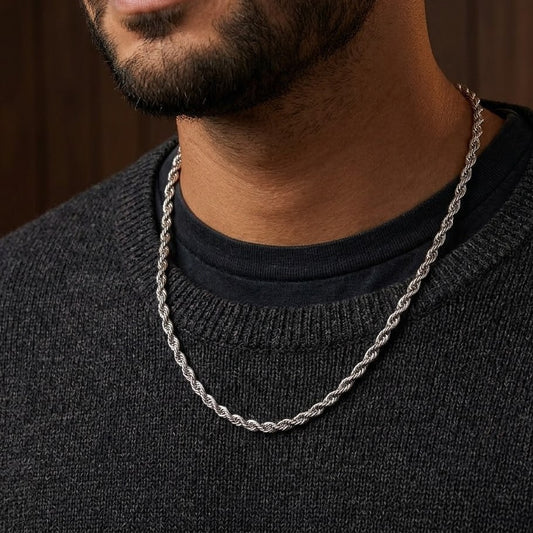 Forged Rope Men's Chain Silver