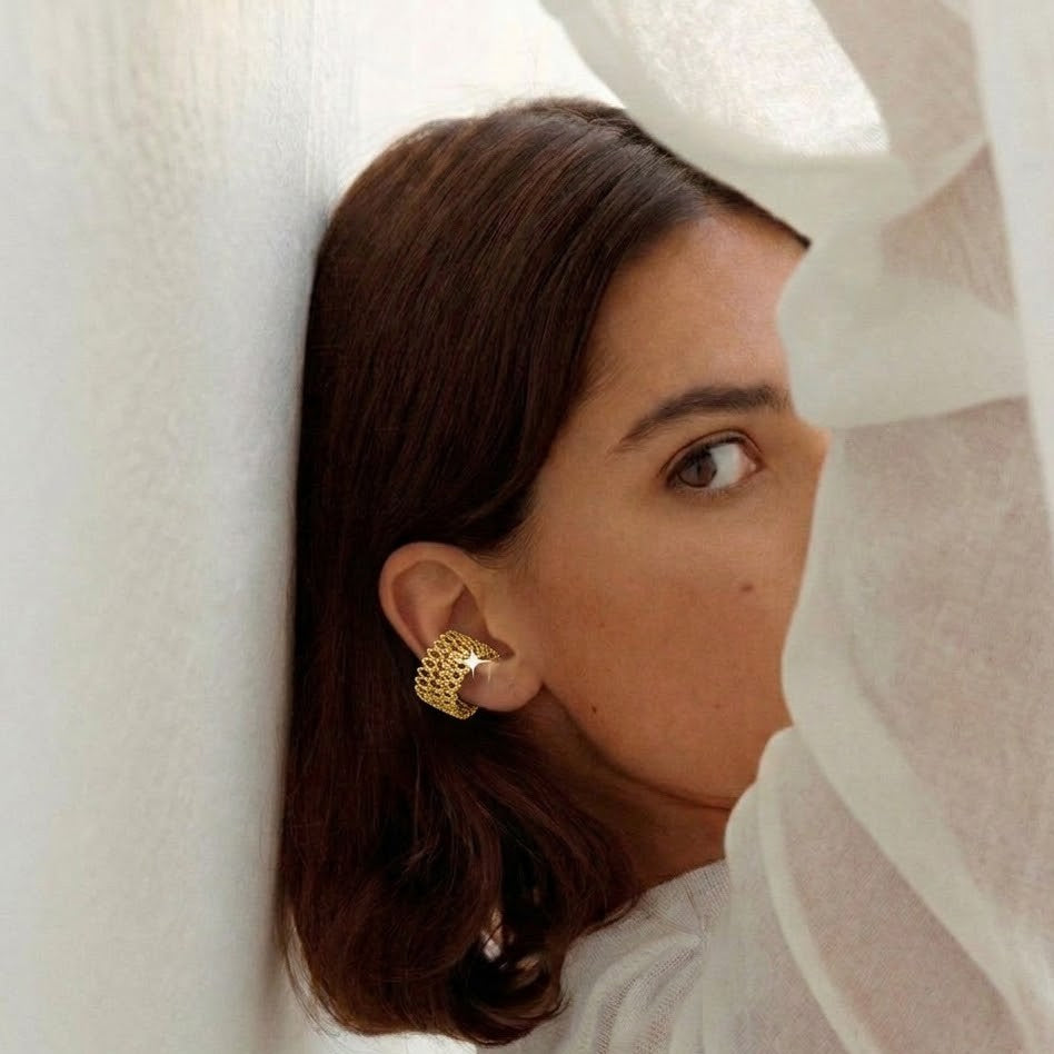 Golden Lattice Ear Cuff ( Single Piece )