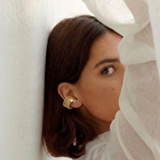 Golden Lattice Ear Cuff ( Single Piece )