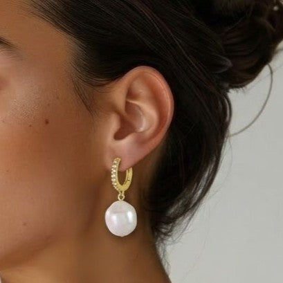 Moonpearl 92.5 Sterling Silver Huggies