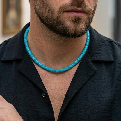 Turquoise Burst Men's Necklace in 92.5 Sterling Silver