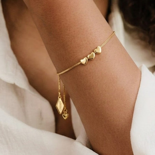 Trinity Heart Bracelet in 925 Sterling Silver