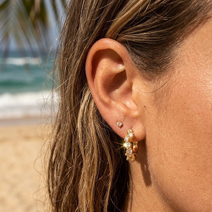 Crown Sparkle 92.5 Sterling Silver Huggies